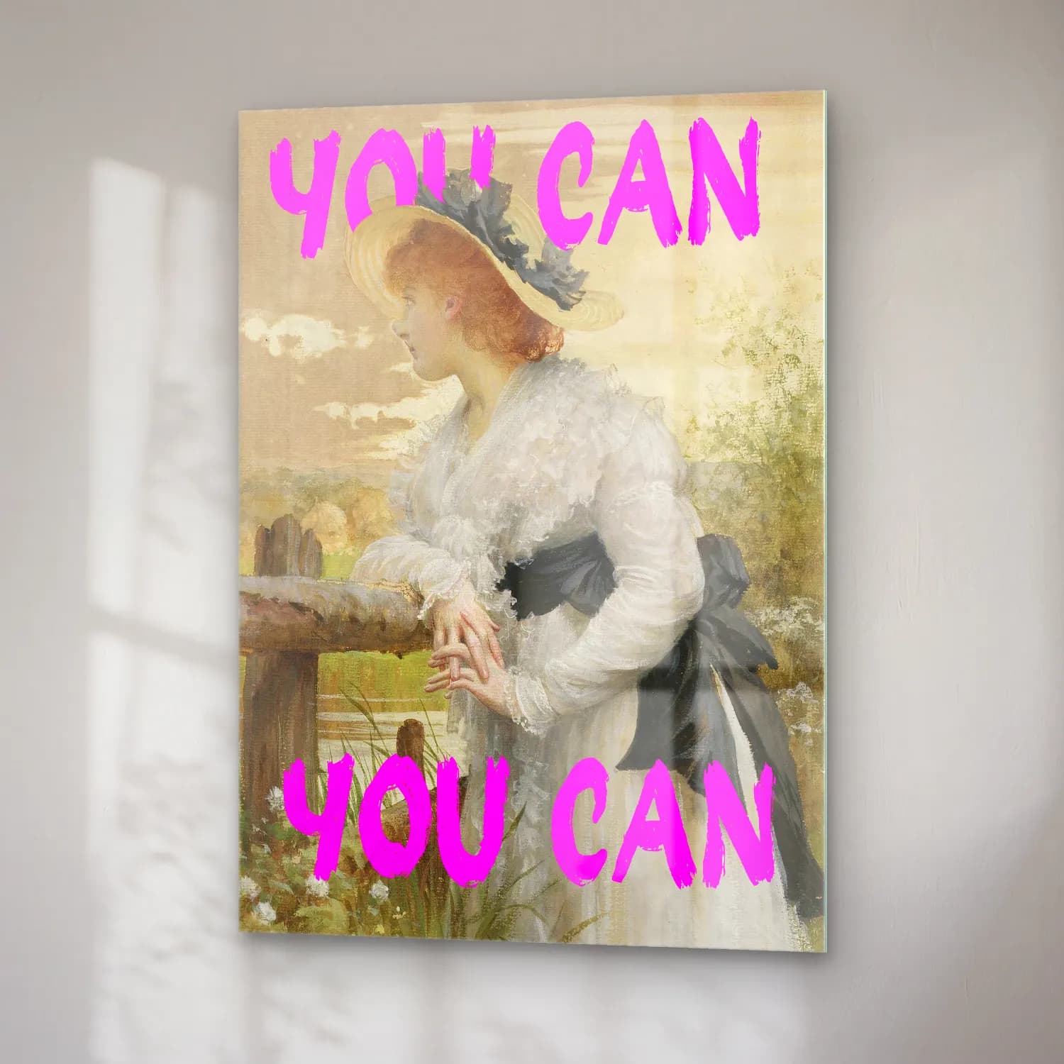 Vintage Poster Kitap Okuyan Kadın No. 9 cam tablo — sağ açıdan görünüm