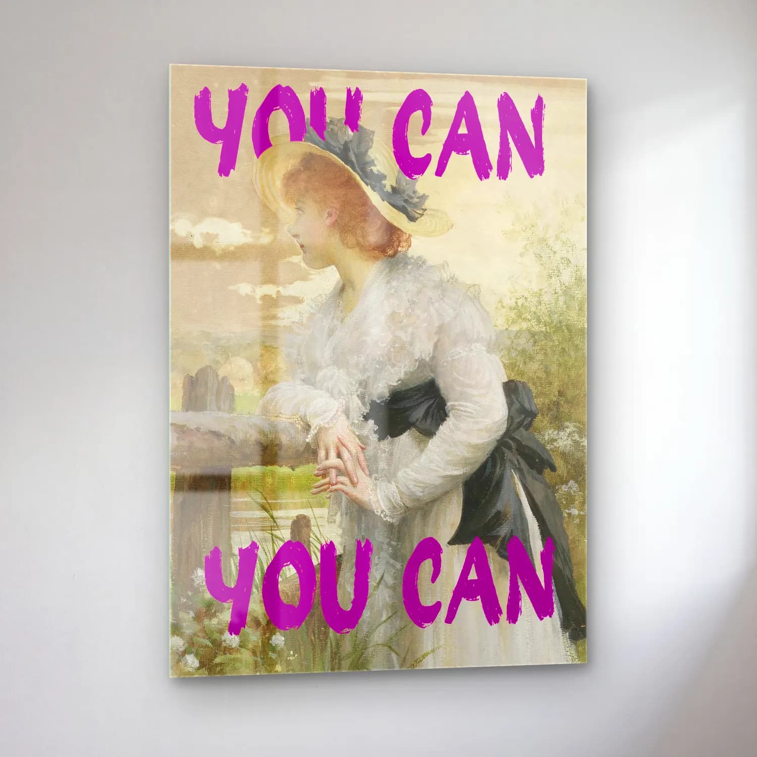 Vintage Poster Kitap Okuyan Kadın No. 9 cam tablo — sol açıdan görünüm