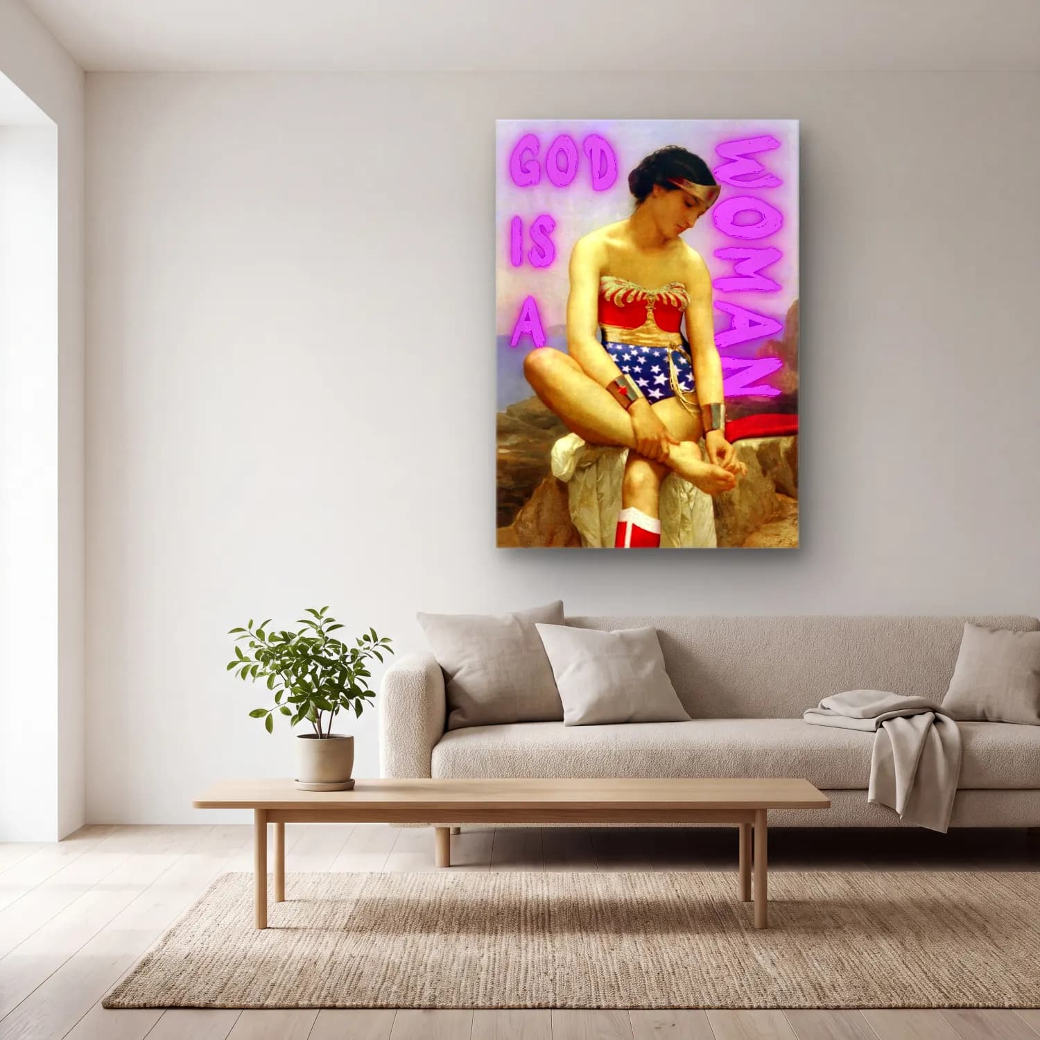 Vintage Poster Figür Çalışması – Pembe Tonlar cam tablo — açık renk salonda
