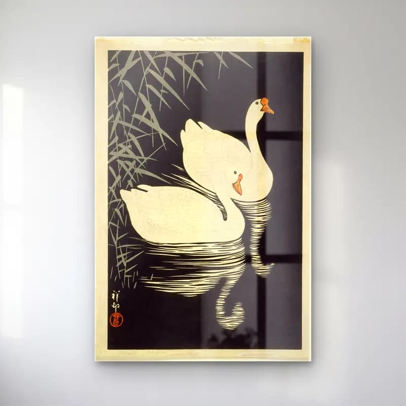 Japon Baskı Kuğu No. 5 cam tablo — Japon Baskı Kuğu No. 5 — japon baskı kuğu
