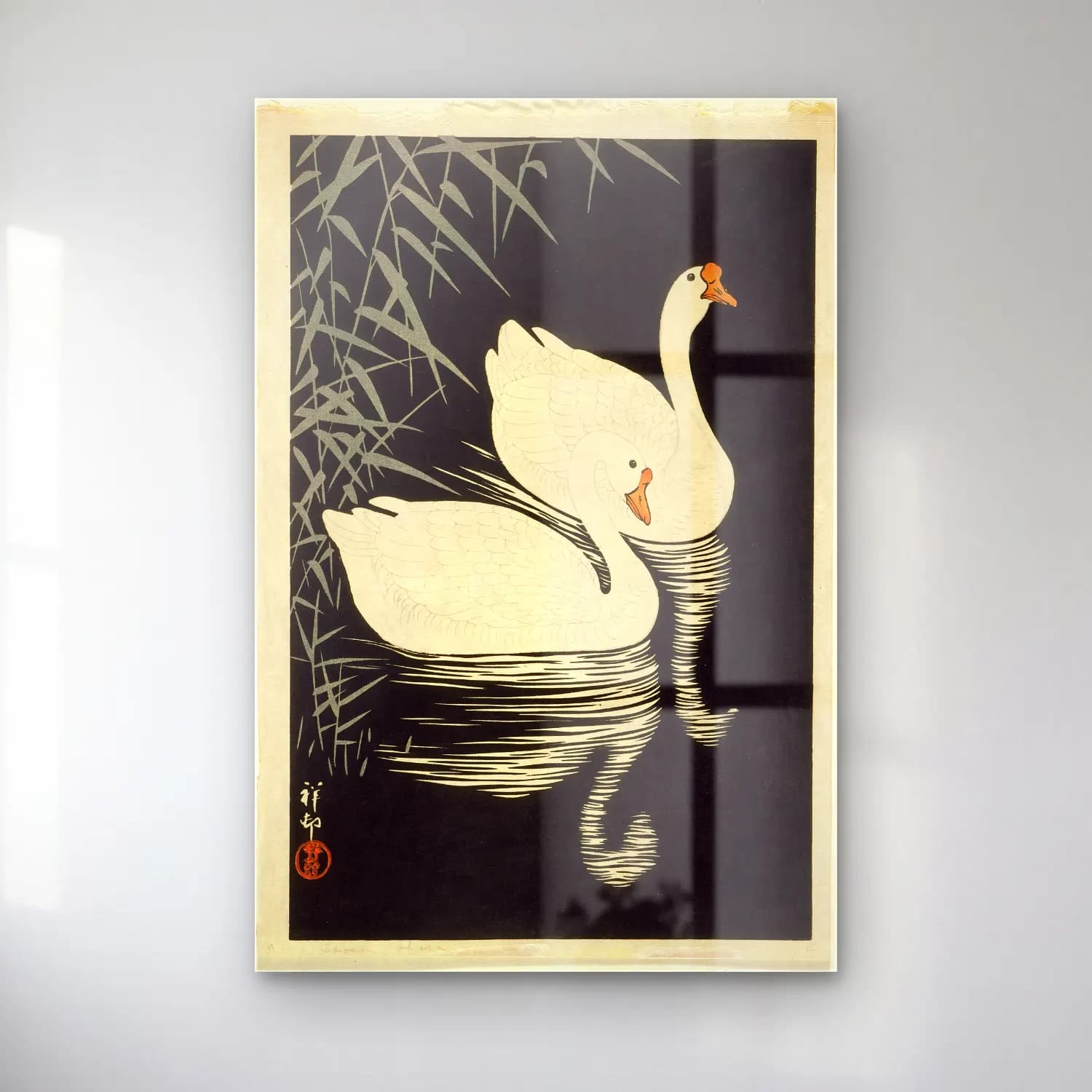 Japon Baskı Kuğu No. 5 cam tablo — Japon Baskı Kuğu No. 5 — japon baskı kuğu