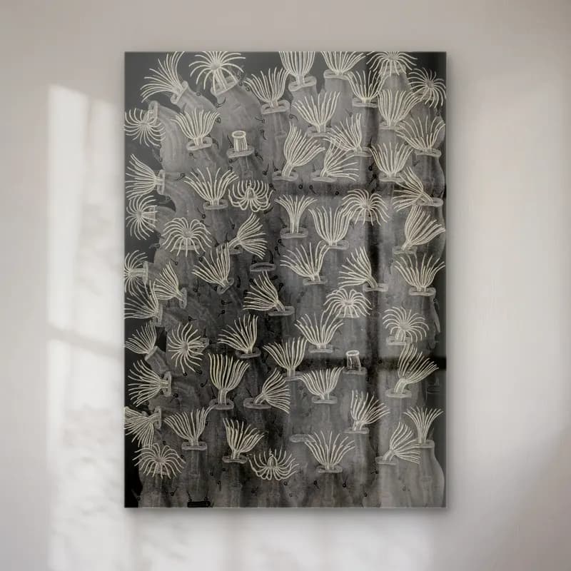 Siyah Beyaz Çiçek Deseni No. 4 cam tablo — Siyah Beyaz Çiçek Deseni No. 4 — siyah beyaz çiçek deseni