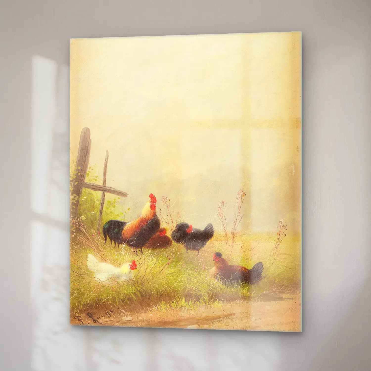 Chicken by the roadside – Fritz Lange (German, 1877-1961) cam tablo — sağ açıdan görünüm