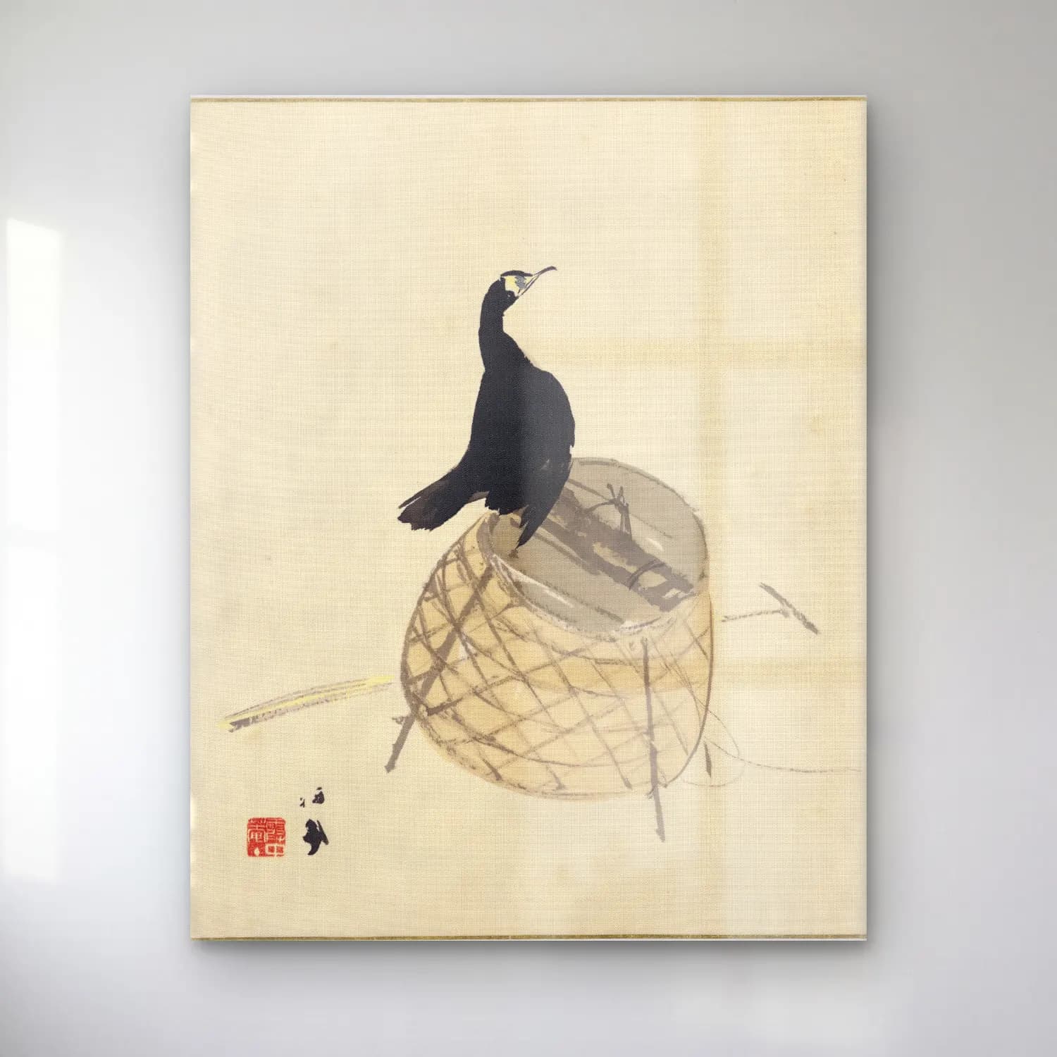Japon Baskı Balıkçıl No. 14 cam tablo — Japon Baskı Balıkçıl No. 14 — japon baskı balıkçıl