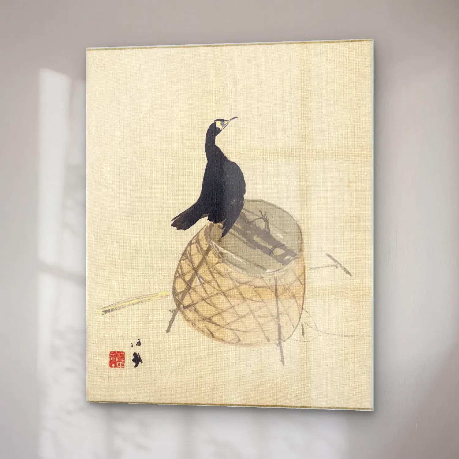 Japon Baskı Balıkçıl No. 14 cam tablo — sağ açıdan görünüm