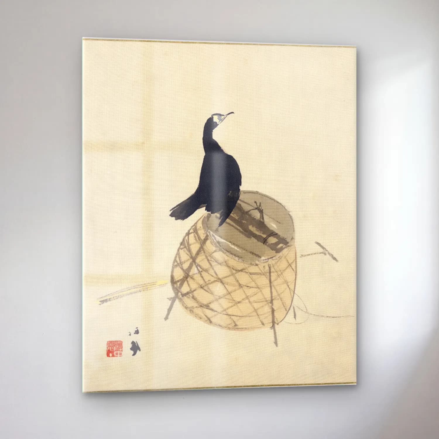 Japon Baskı Balıkçıl No. 14 cam tablo — sol açıdan görünüm