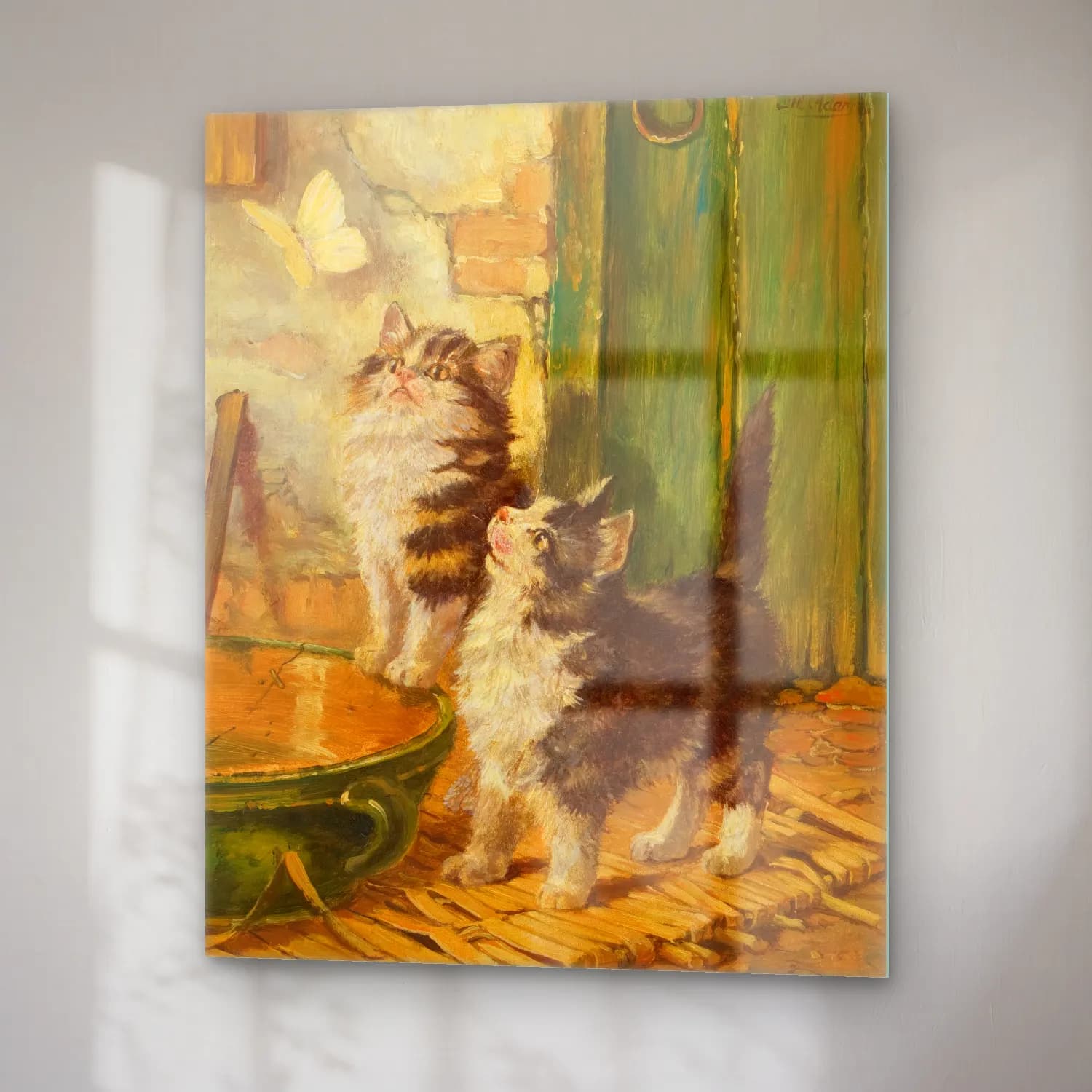 Yağlı Boya Kedi No. 5 cam tablo — sağ açıdan görünüm