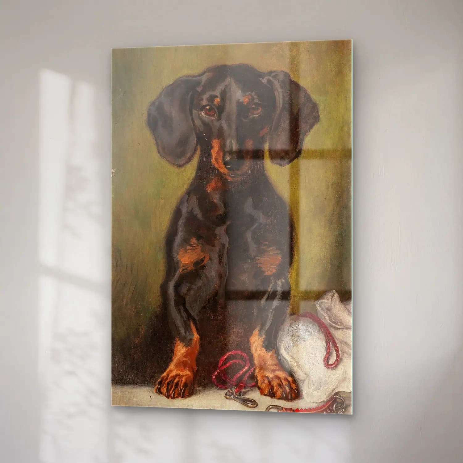 Yağlı Boya Köpek No. 12 cam tablo — sağ açıdan görünüm