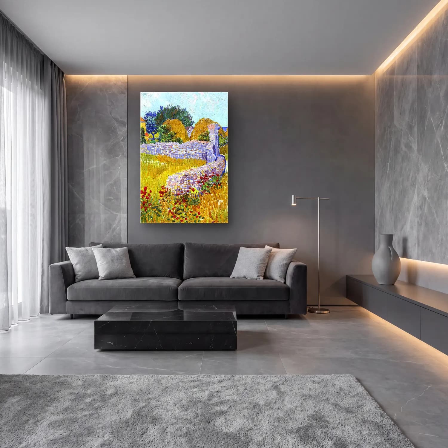 Vincent van Gogh – Farmhouse in Provence cam tablo — lüks salon duvarında