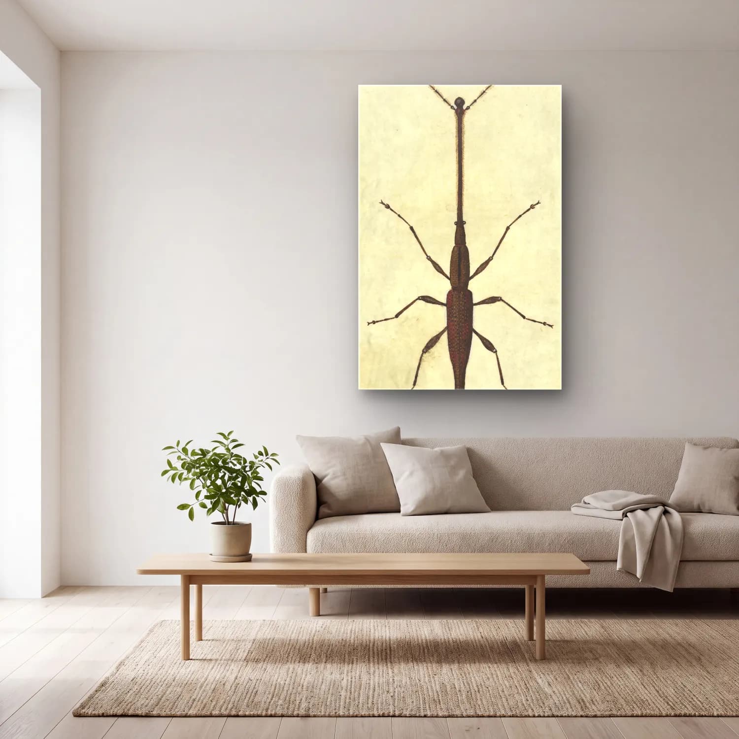 Vintage Böcekler – Kırmızı Tonlar cam tablo — açık renk salonda