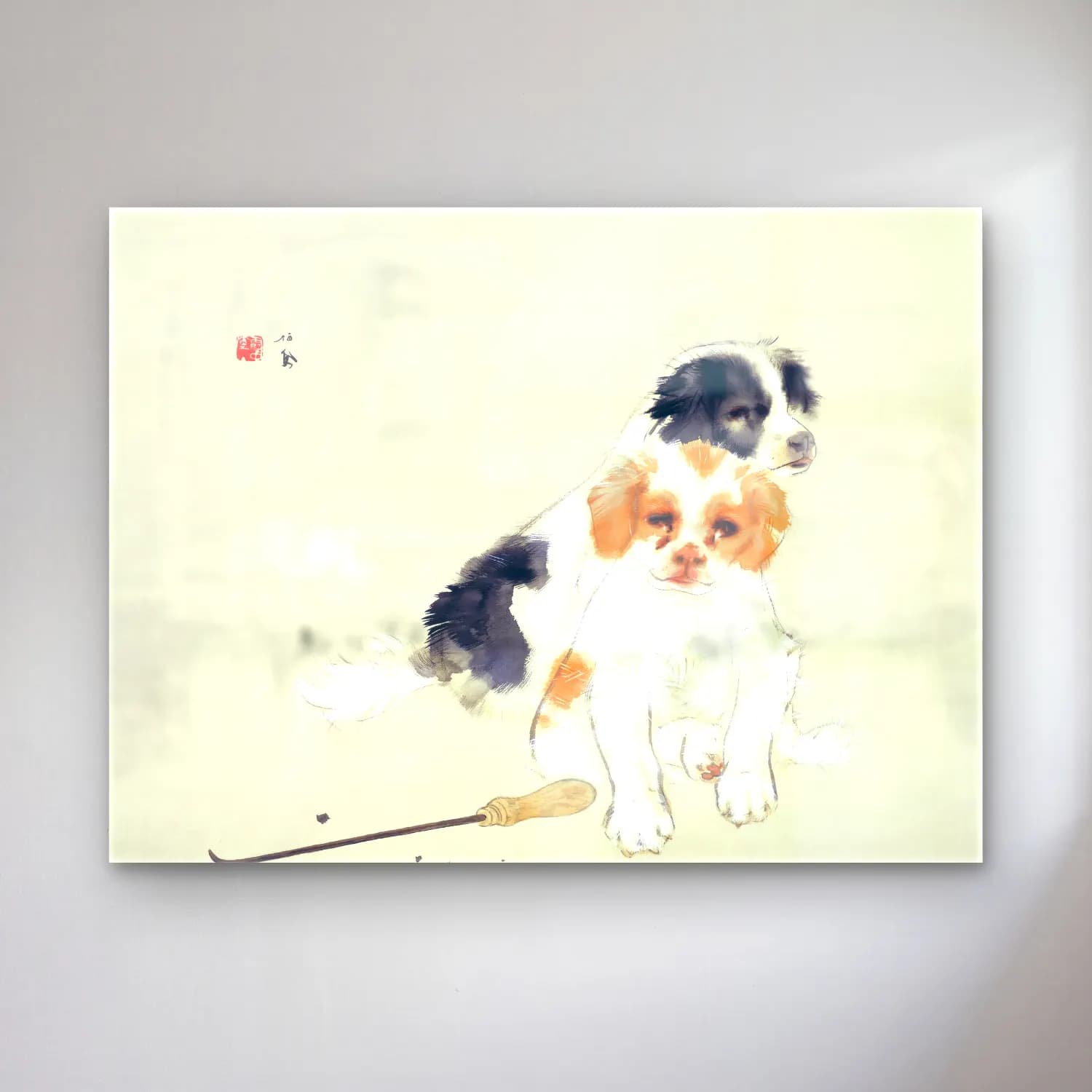 Suluboya Köpek – Siyah Beyaz Tonlar cam tablo — Suluboya Köpek – Siyah Beyaz Tonlar — suluboya köpek