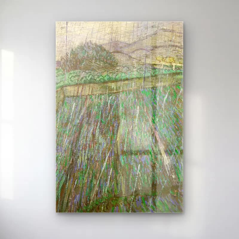 Vincent van Gogh – Rain cam tablo — Vincent van Gogh – Rain — empresyonist buğday tarlası