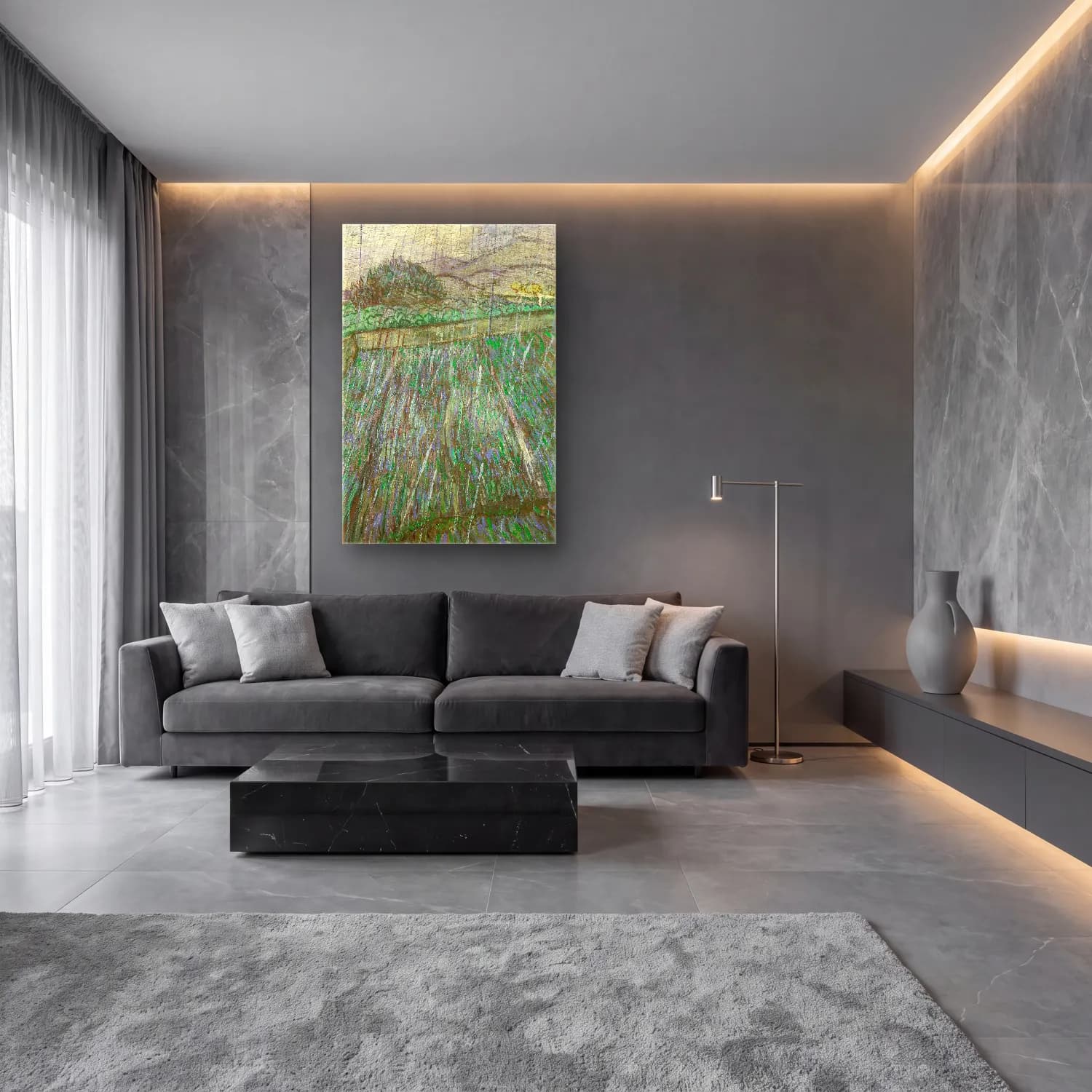 Vincent van Gogh – Rain cam tablo — lüks salon duvarında