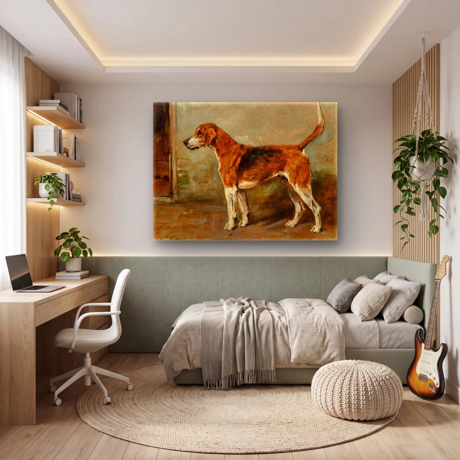 Yağlı Boya Köpek No. 18 cam tablo — genç odasında