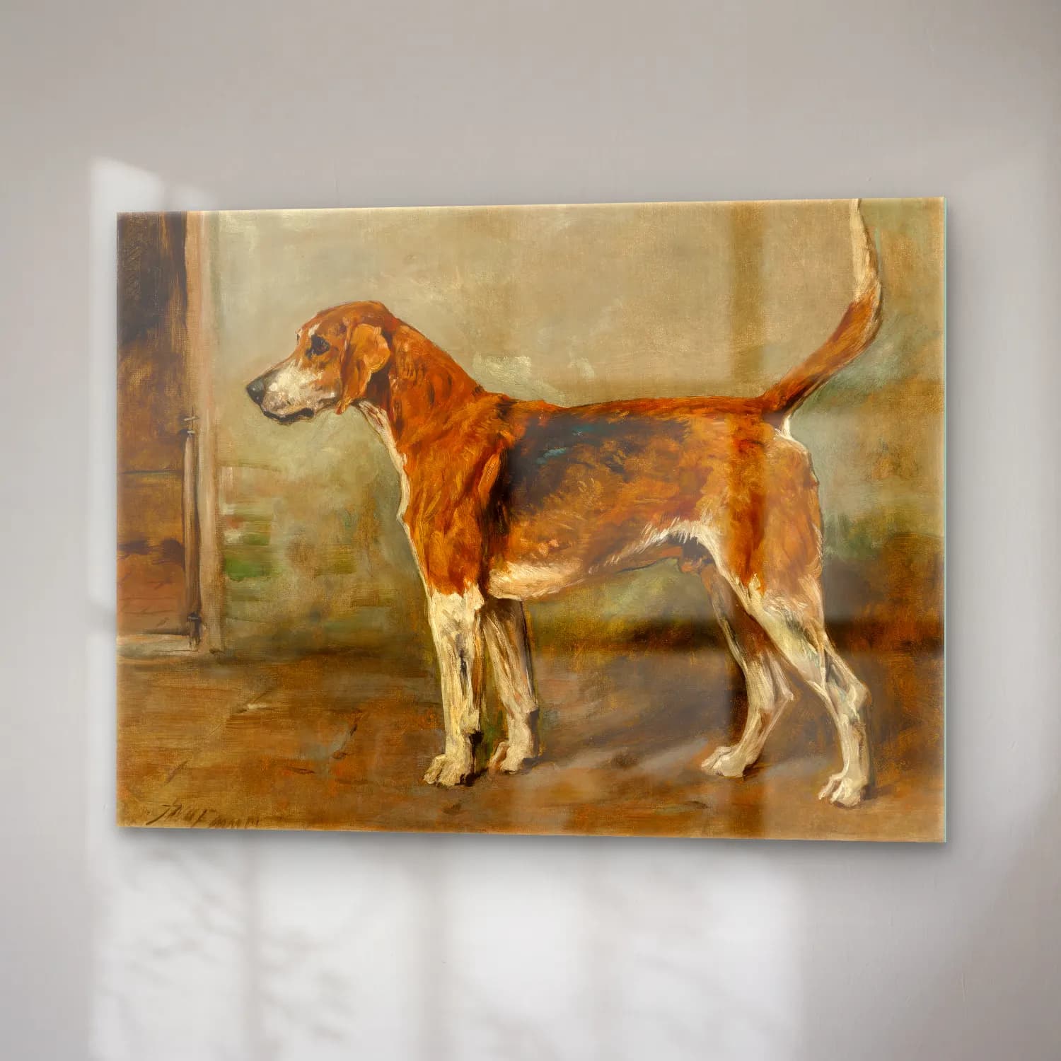 Yağlı Boya Köpek No. 18 cam tablo — sağ açıdan görünüm