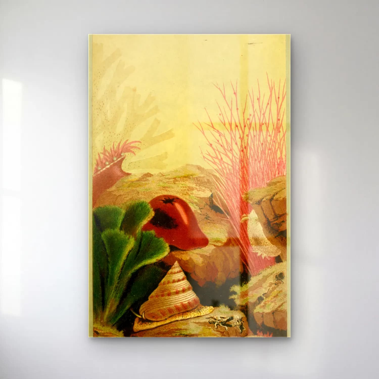 Vintage Sepette Mantarlar – Pembe Tonlar cam tablo — Vintage Sepette Mantarlar – Pembe Tonlar — vintage sepette mantarlar