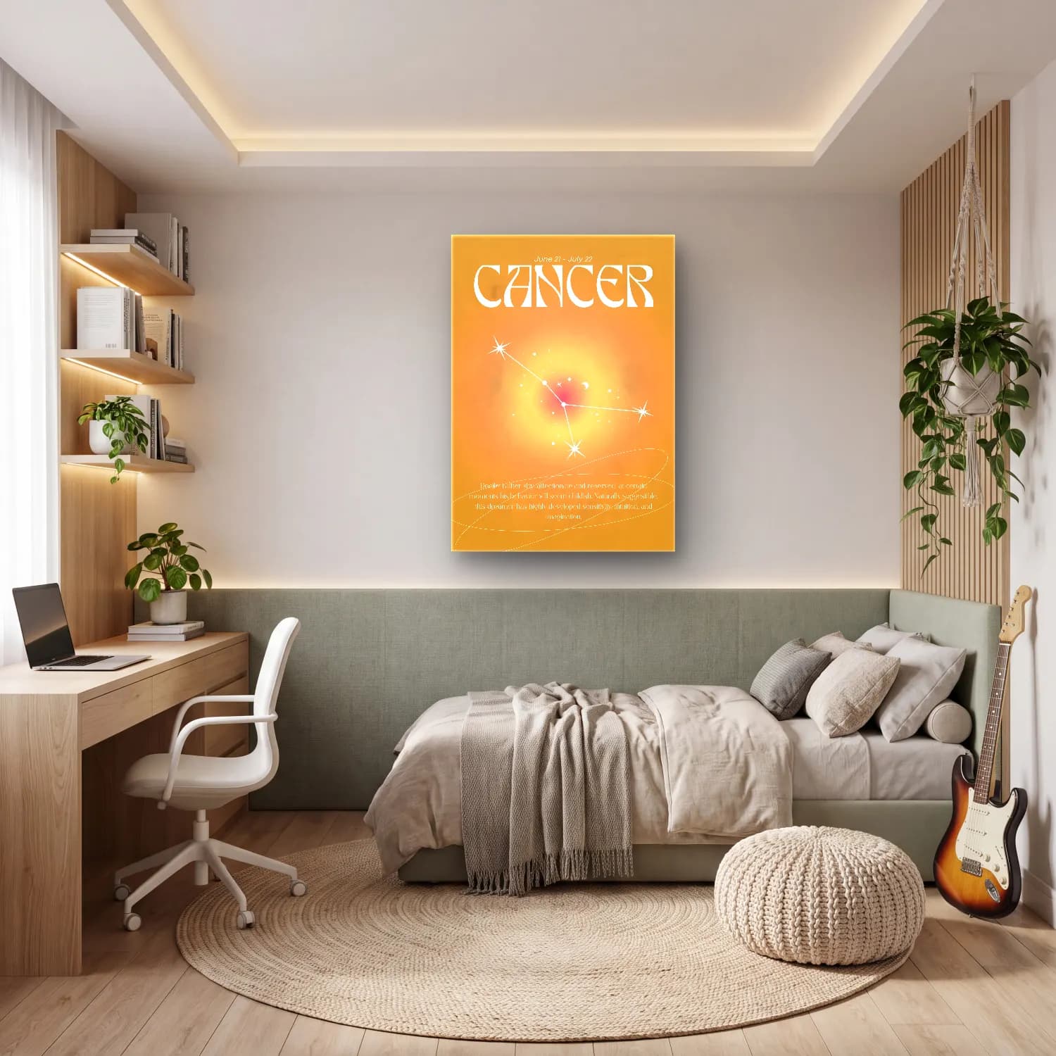 Vintage Poster Yazılı Tasarım No. 8 cam tablo — genç odasında