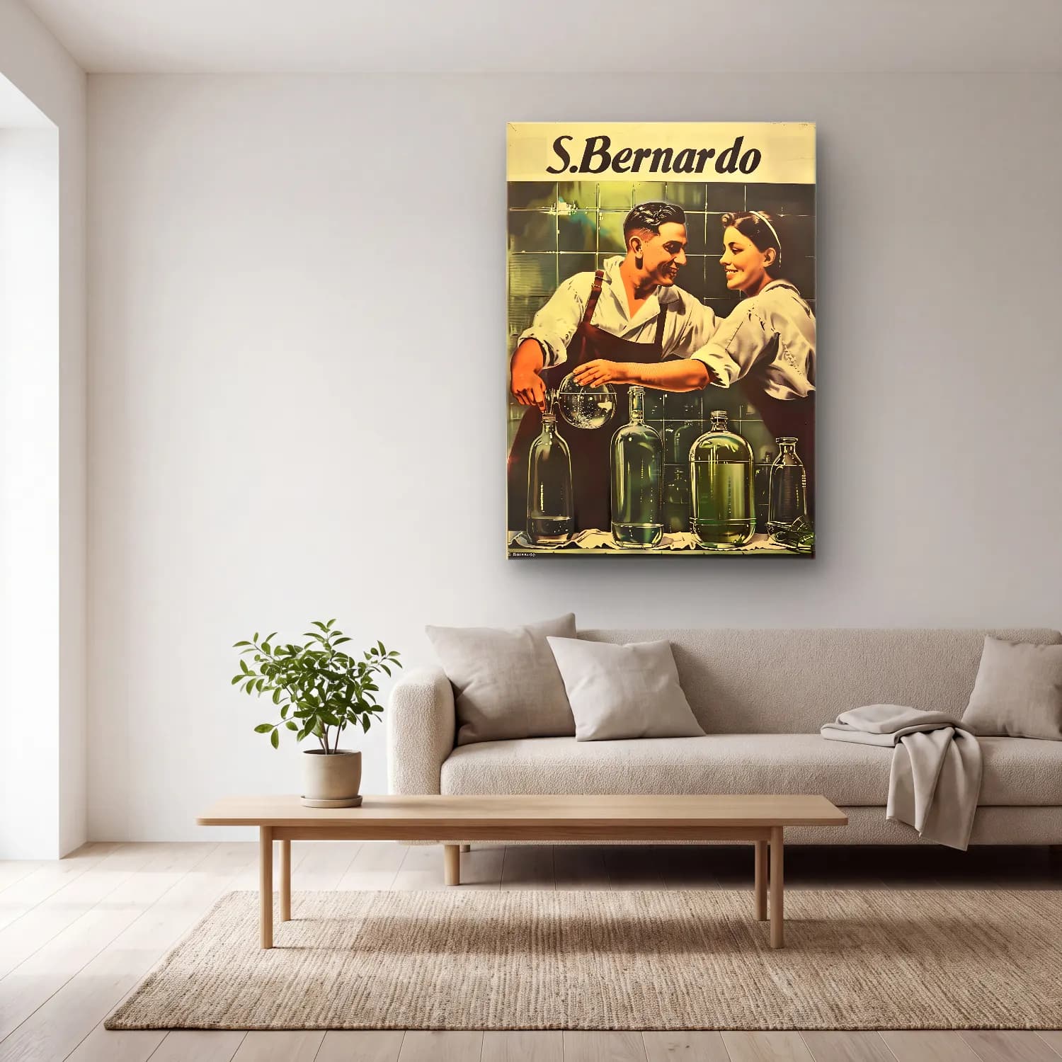 Vintage Poster Aşıklar No. 22 cam tablo — açık renk salonda