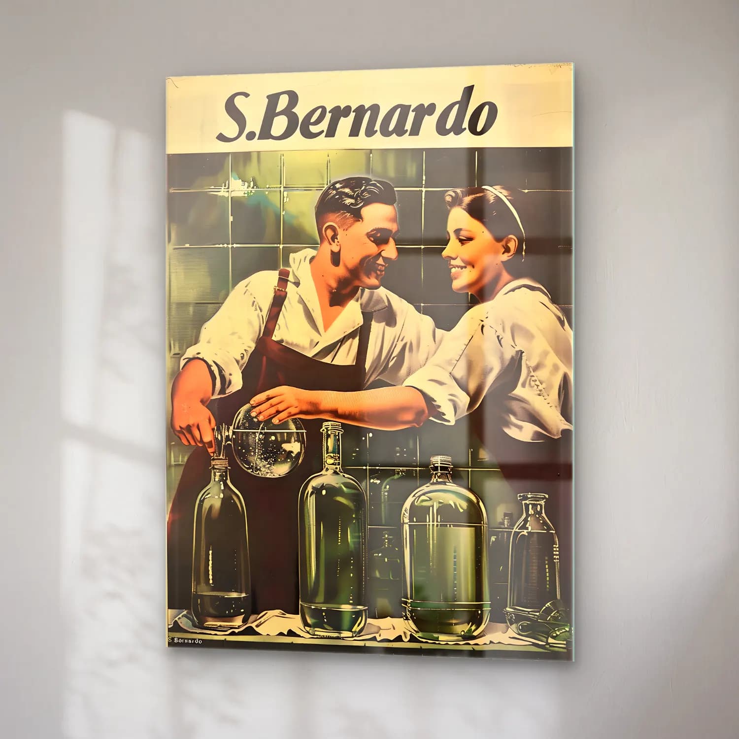 Vintage Poster Aşıklar No. 22 cam tablo — sağ açıdan görünüm