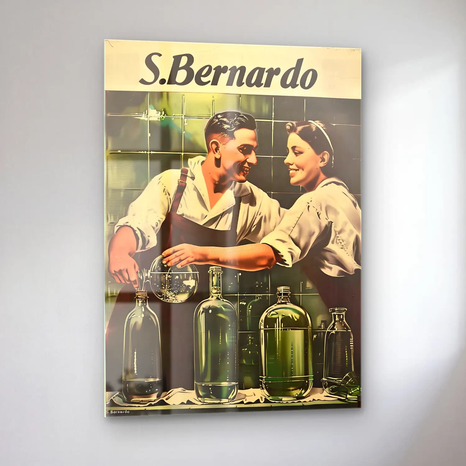 Vintage Poster Aşıklar No. 22 cam tablo — sol açıdan görünüm
