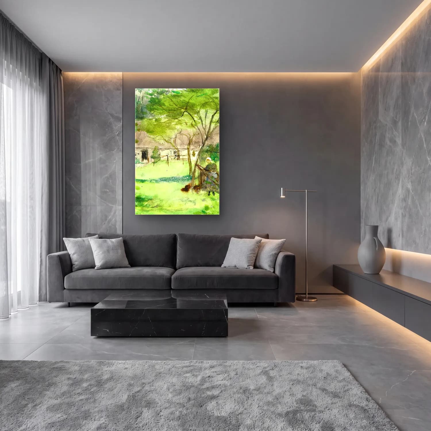 Berthe Morisot – Paysage cam tablo — lüks salon duvarında
