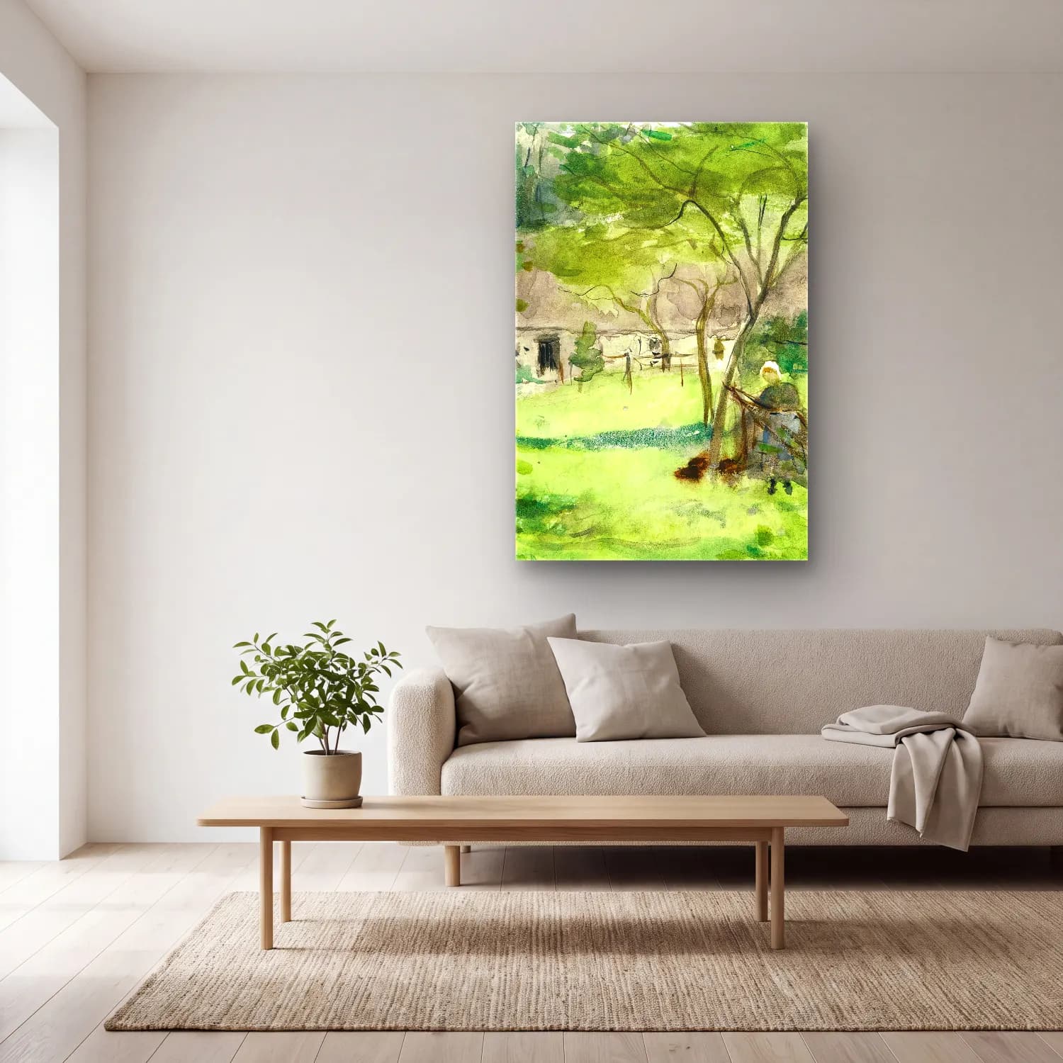 Berthe Morisot – Paysage cam tablo — açık renk salonda