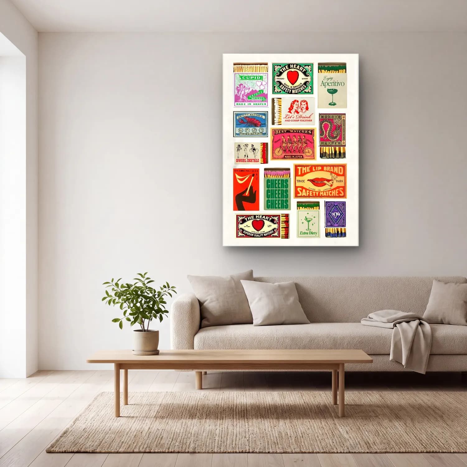 Vintage Poster Mutfak Gereçleri – Pembe Tonlar cam tablo — açık renk salonda