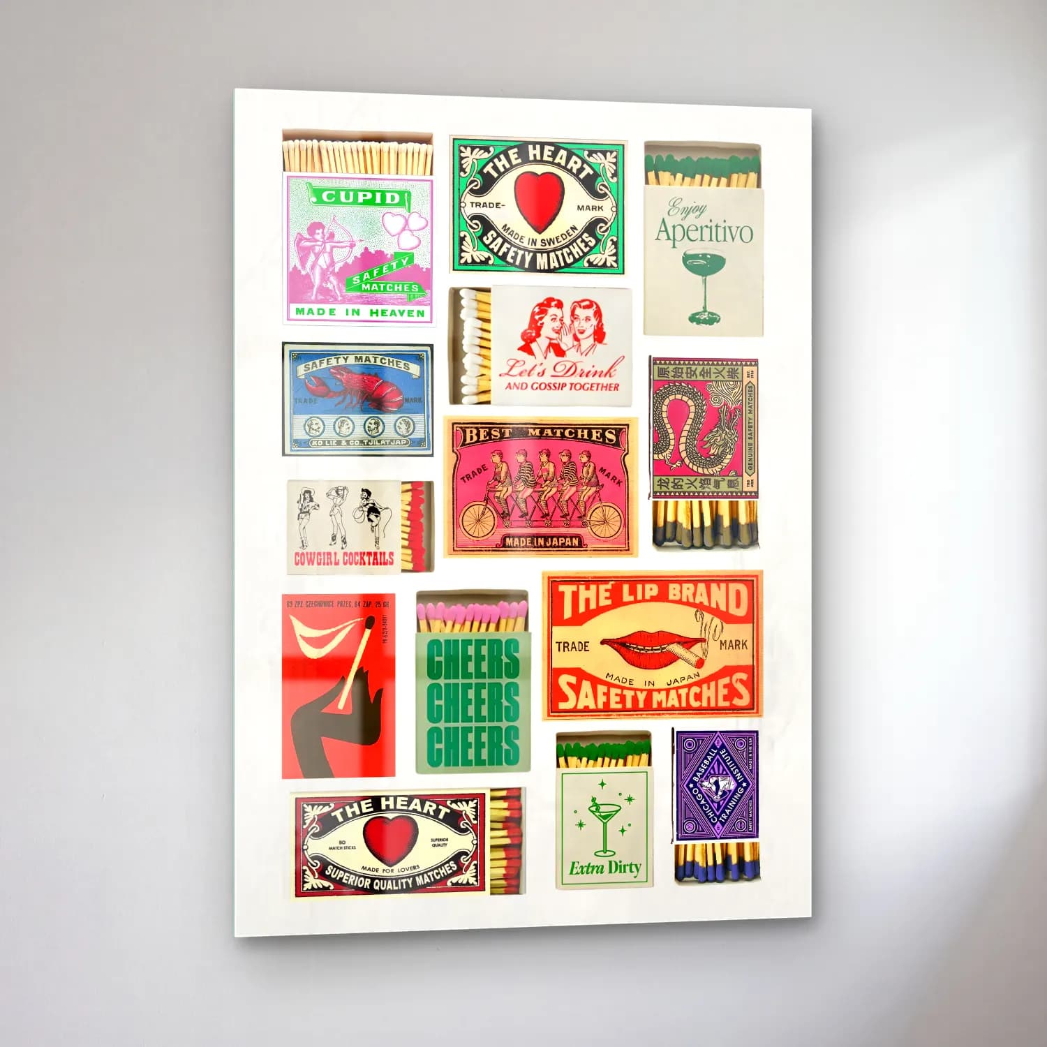 Vintage Poster Mutfak Gereçleri – Pembe Tonlar cam tablo — sol açıdan görünüm