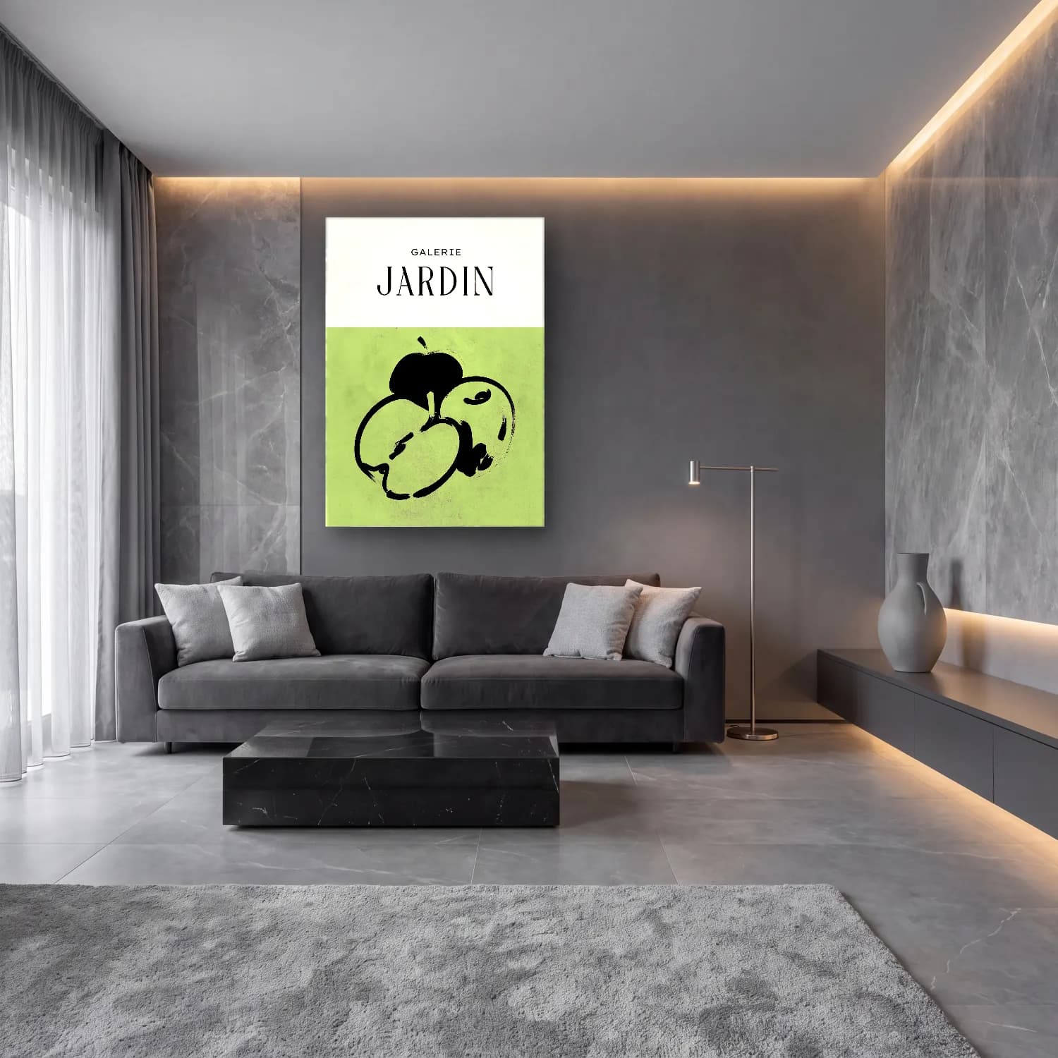 Botanik İllüstrasyon Çiçek Bahçesi No. 6 cam tablo — lüks salon duvarında