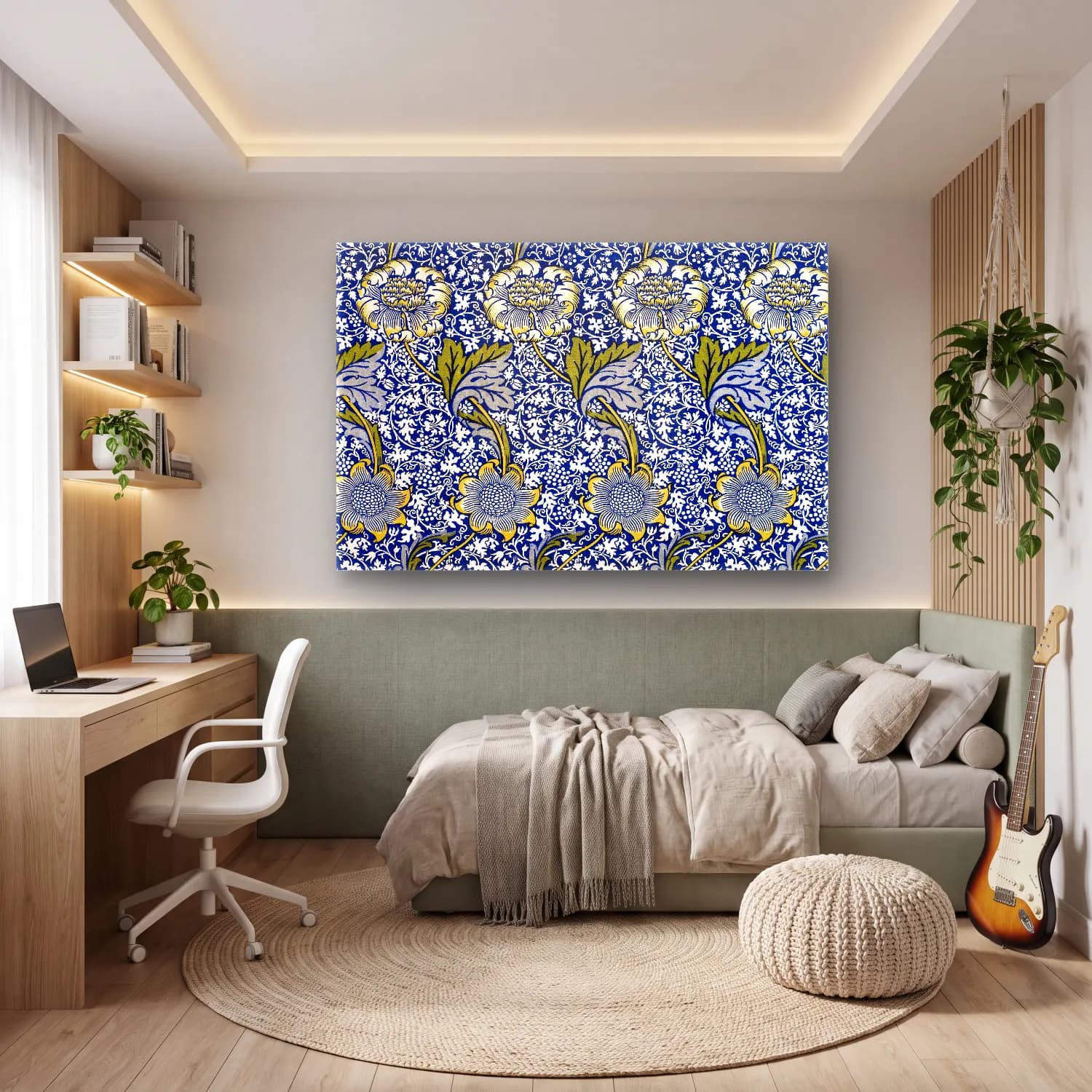 Maksimalist Çiçek Deseni No. 7 cam tablo — genç odasında
