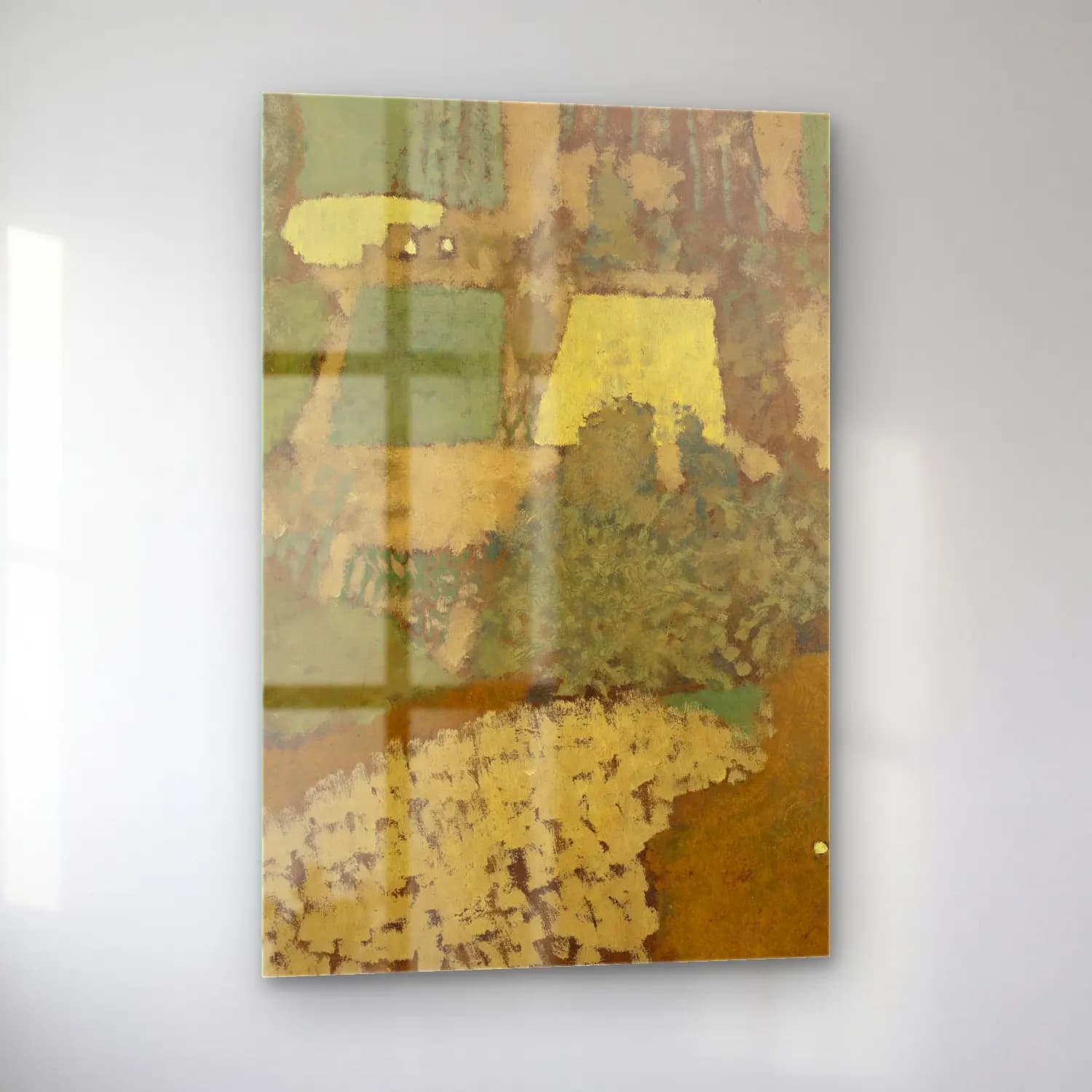 Édouard Vuillard – Çiçek Bahçesi – Bej Tonlar cam tablo — sol açıdan görünüm