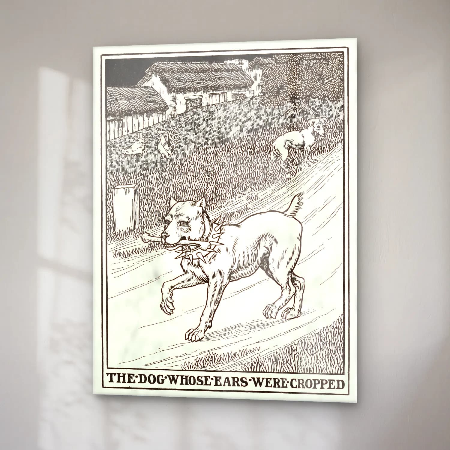 Vintage Köpek No. 6 cam tablo — sağ açıdan görünüm