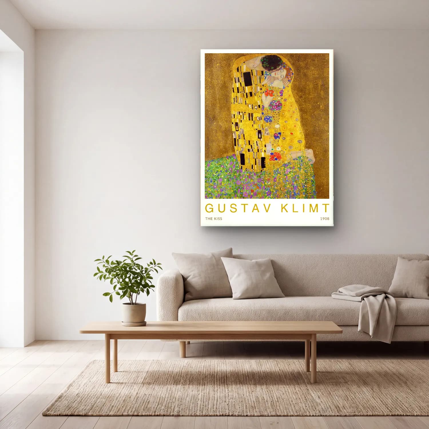 Vintage Poster Aşıklar No. 25 cam tablo — açık renk salonda