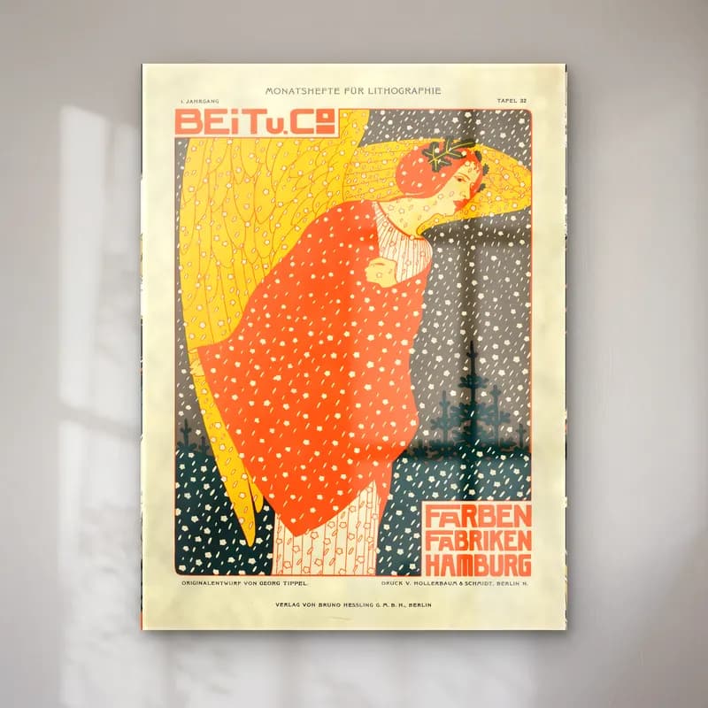 Vintage Poster Elbiseli Kadın No. 24 cam tablo — Vintage Poster Elbiseli Kadın No. 24 — vintage poster elbiseli kadın