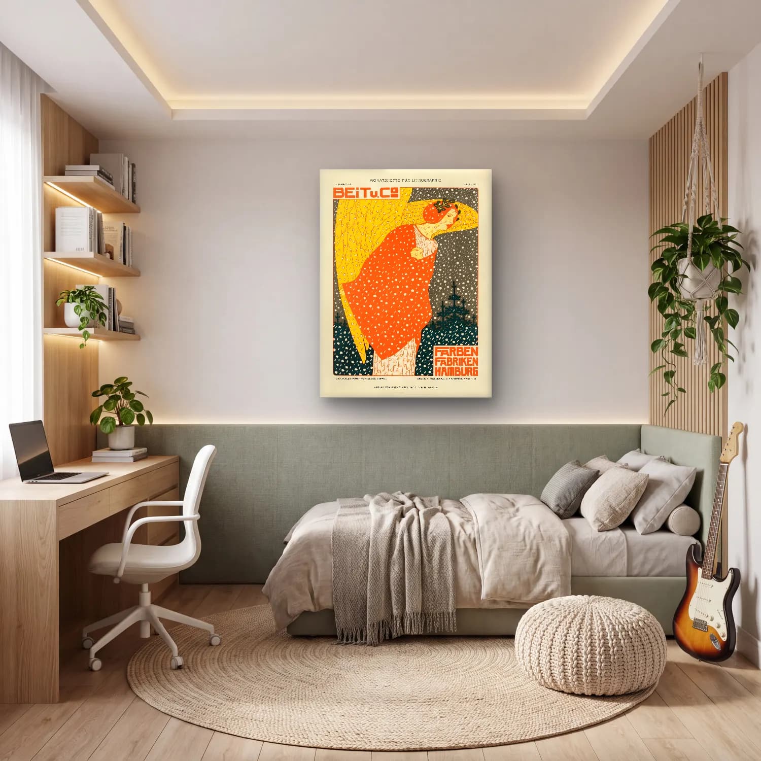 Vintage Poster Elbiseli Kadın No. 24 cam tablo — genç odasında