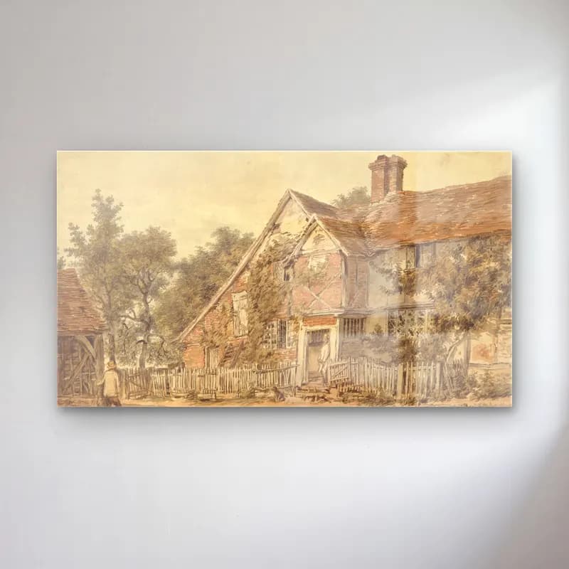 William Henry Hunt – A Farmhouse cam tablo — William Henry Hunt – A Farmhouse — vintage kır evi