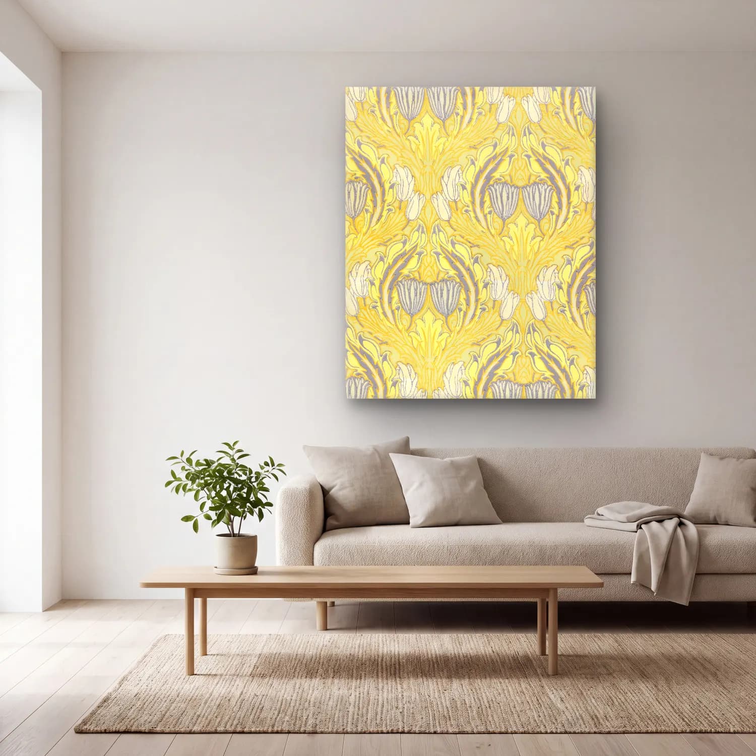 Pastel Çiçek Deseni No. 31 cam tablo — açık renk salonda