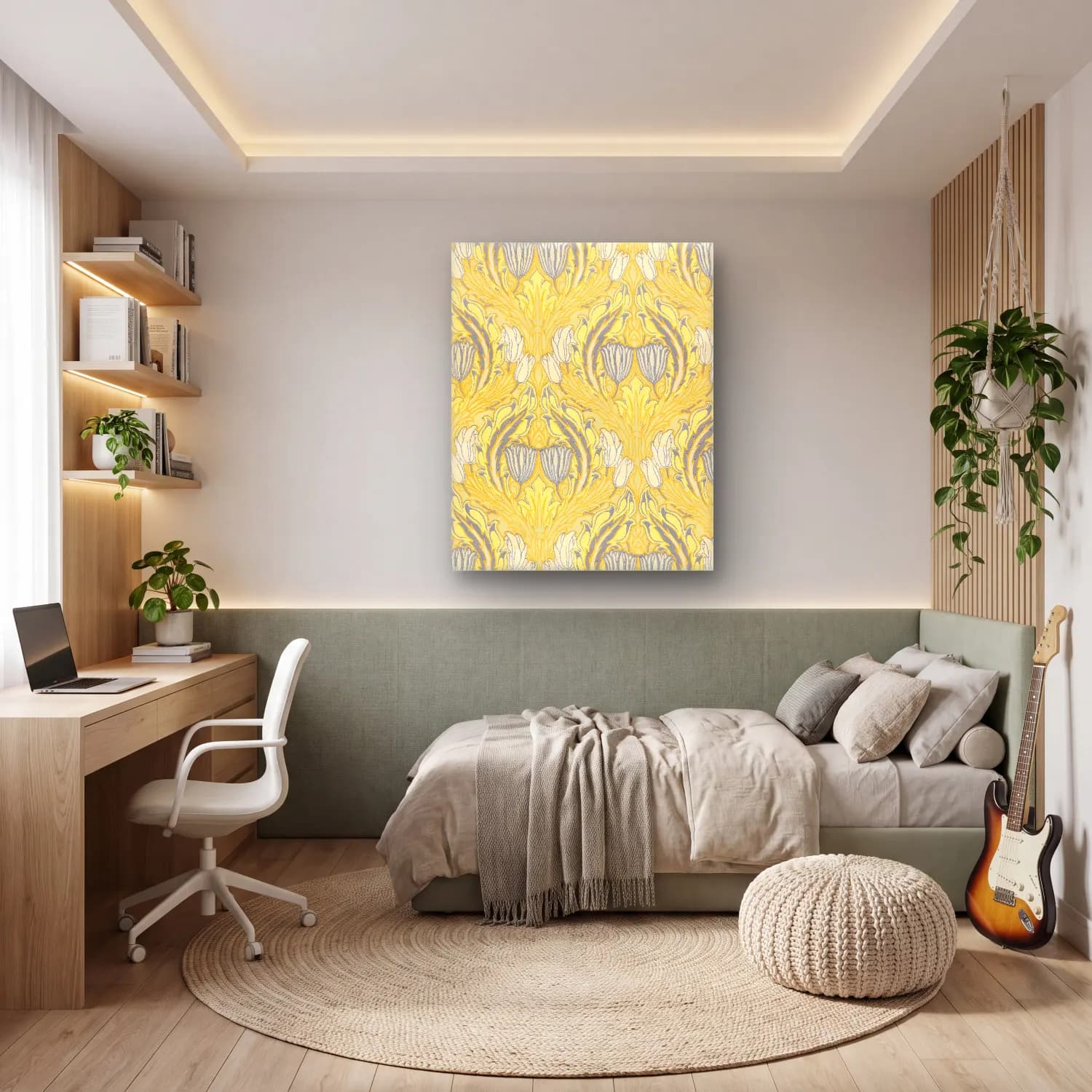 Pastel Çiçek Deseni No. 31 cam tablo — genç odasında