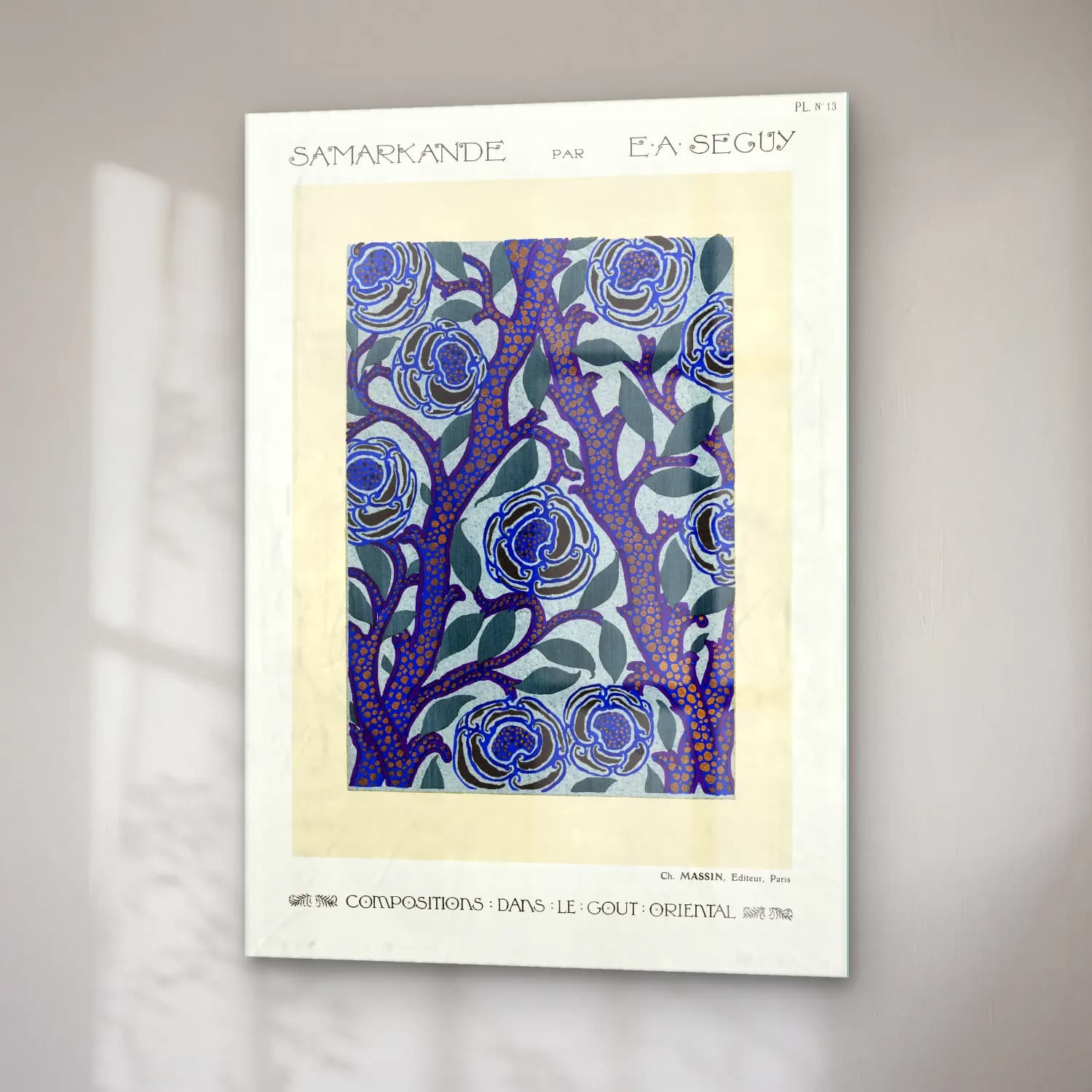 Boho Çiçek Deseni No. 28 cam tablo — sağ açıdan görünüm