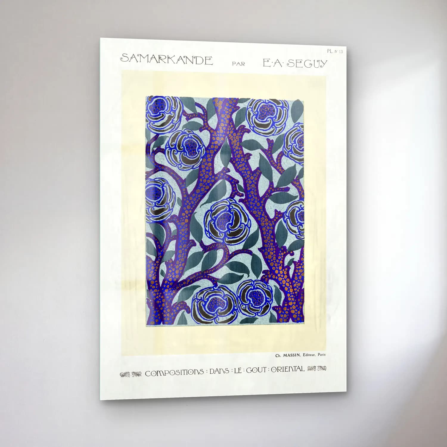 Boho Çiçek Deseni No. 28 cam tablo — sol açıdan görünüm