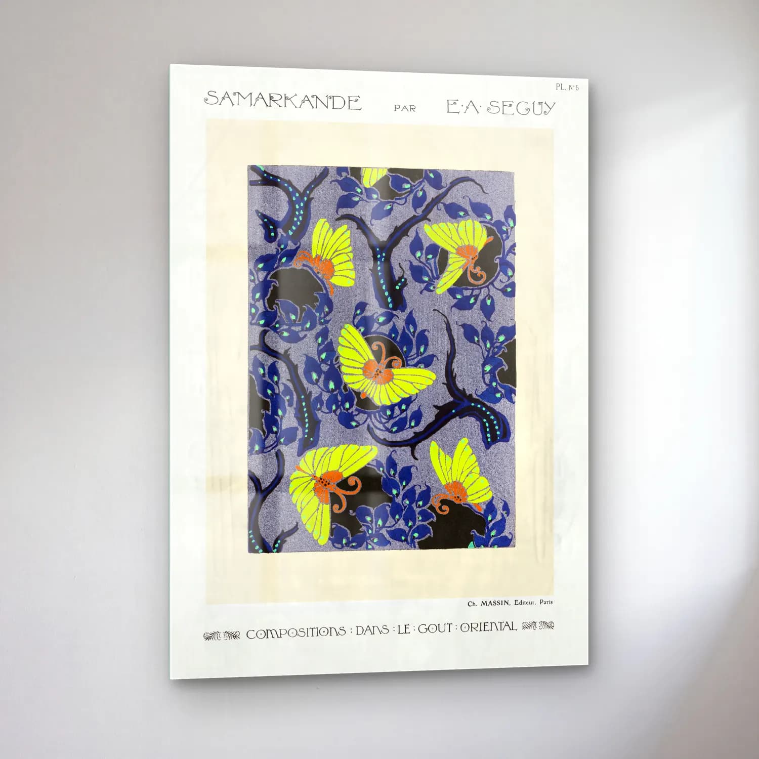 Maksimalist Çiçek Deseni No. 18 cam tablo — sol açıdan görünüm