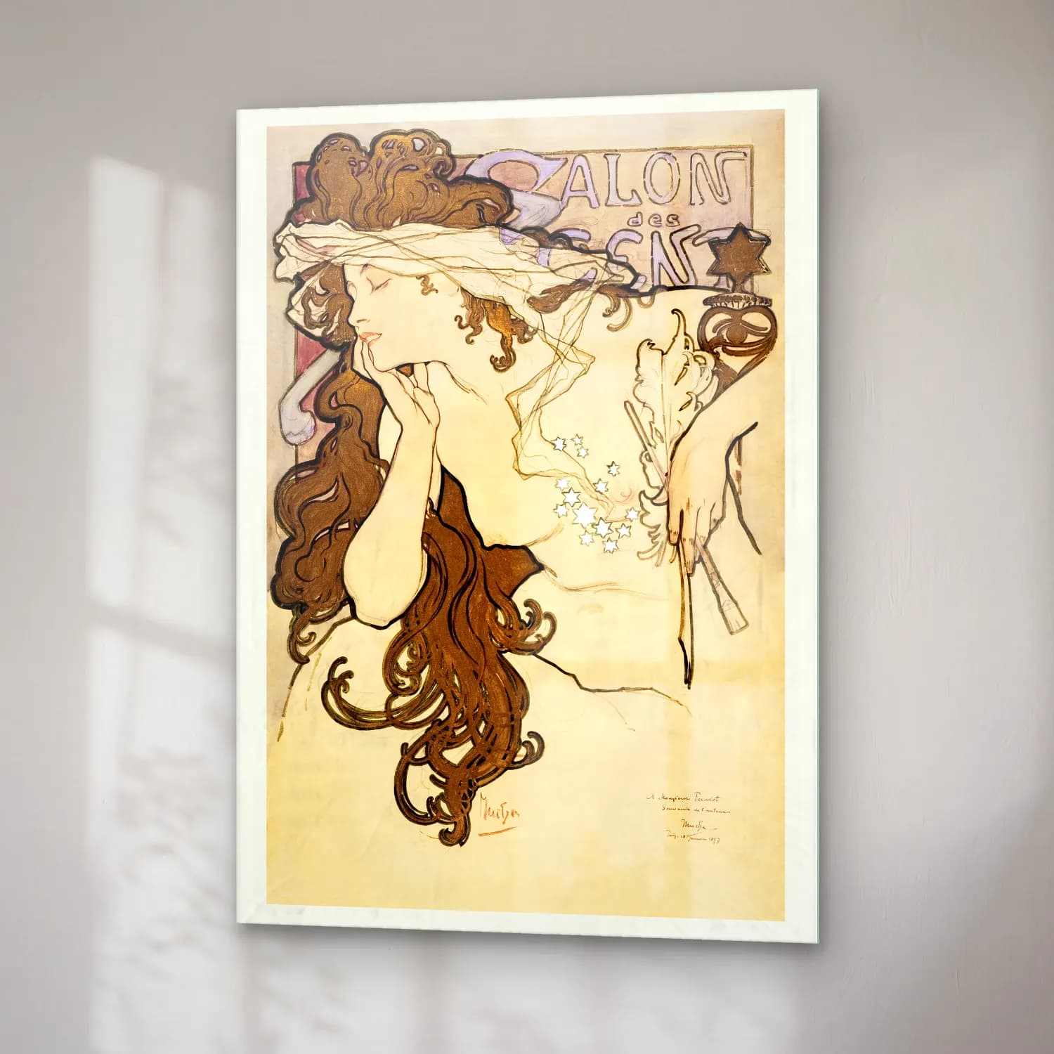 Vintage Poster Elbiseli Kadın No. 25 cam tablo — sağ açıdan görünüm