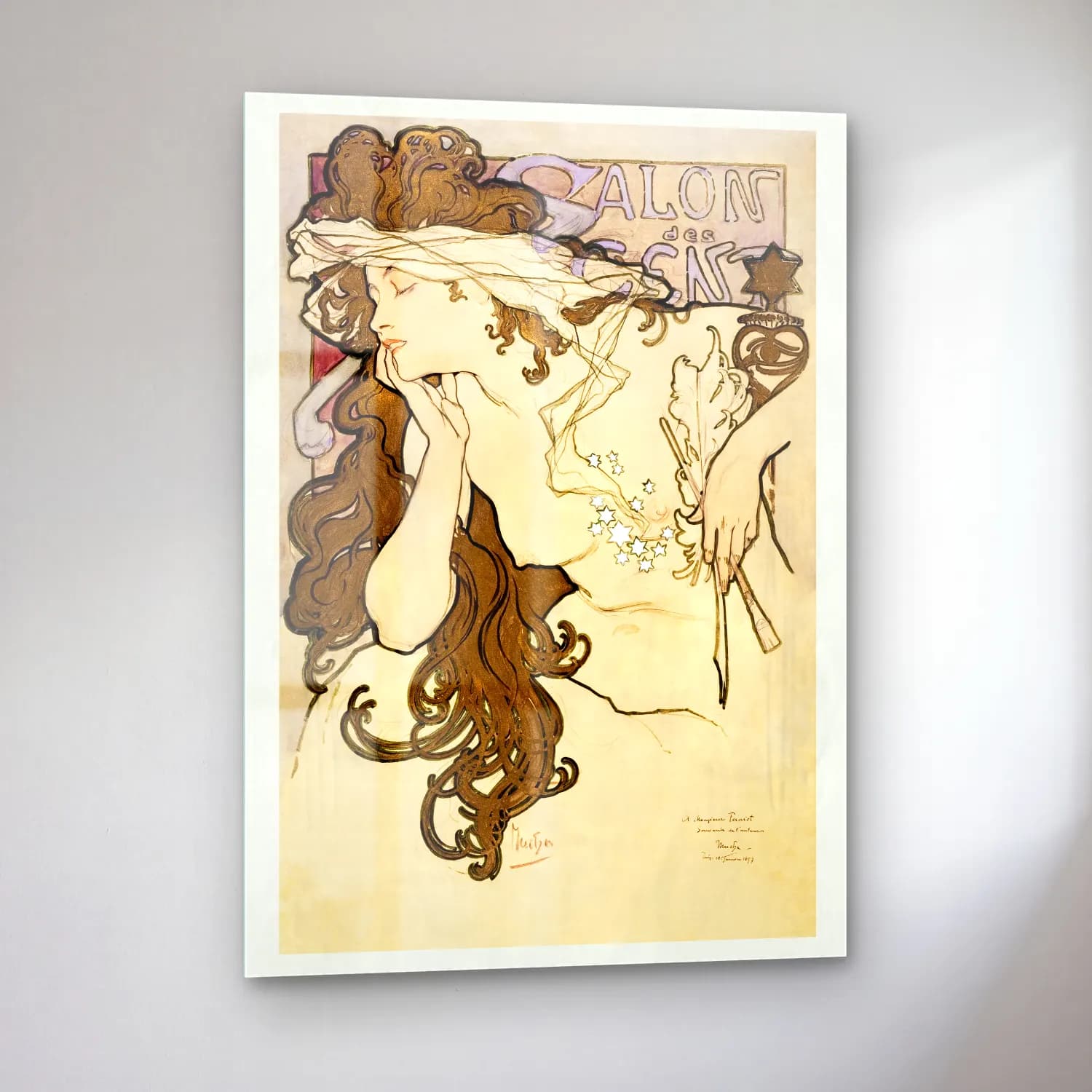 Vintage Poster Elbiseli Kadın No. 25 cam tablo — sol açıdan görünüm