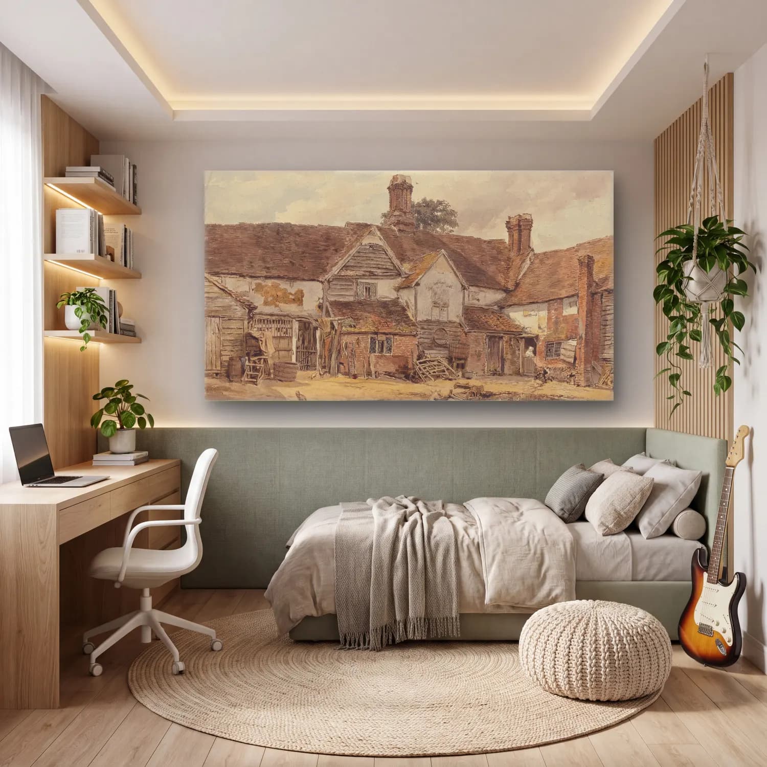 William Henry Hunt – Old Farm Buildings cam tablo — genç odasında