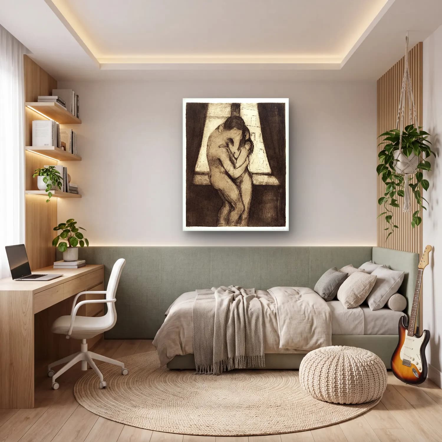 Siyah Beyaz Aşıklar No. 4 cam tablo — genç odasında