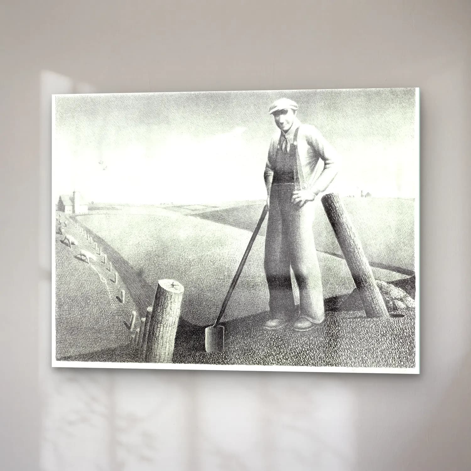 Vintage Erkek Portresi No. 3 cam tablo — sağ açıdan görünüm