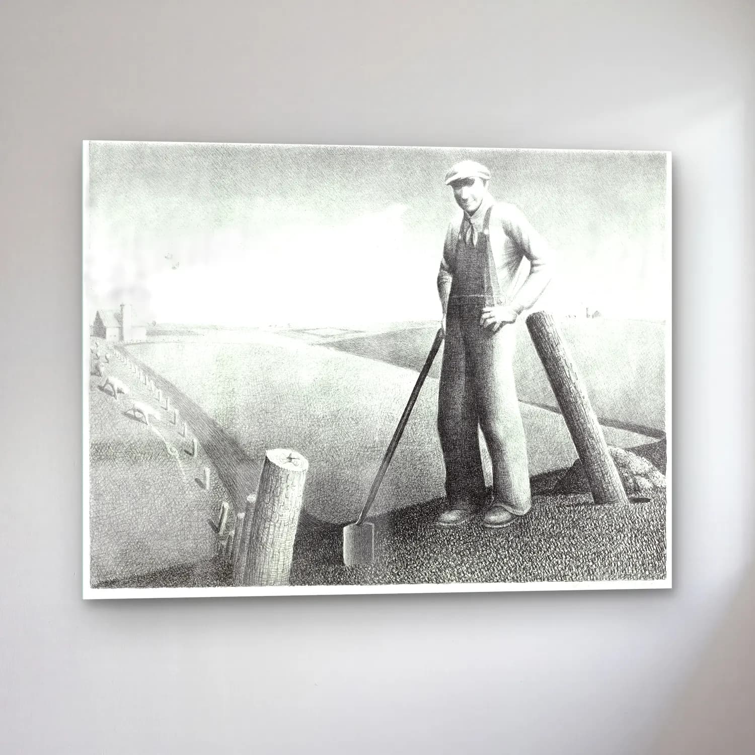 Vintage Erkek Portresi No. 3 cam tablo — sol açıdan görünüm