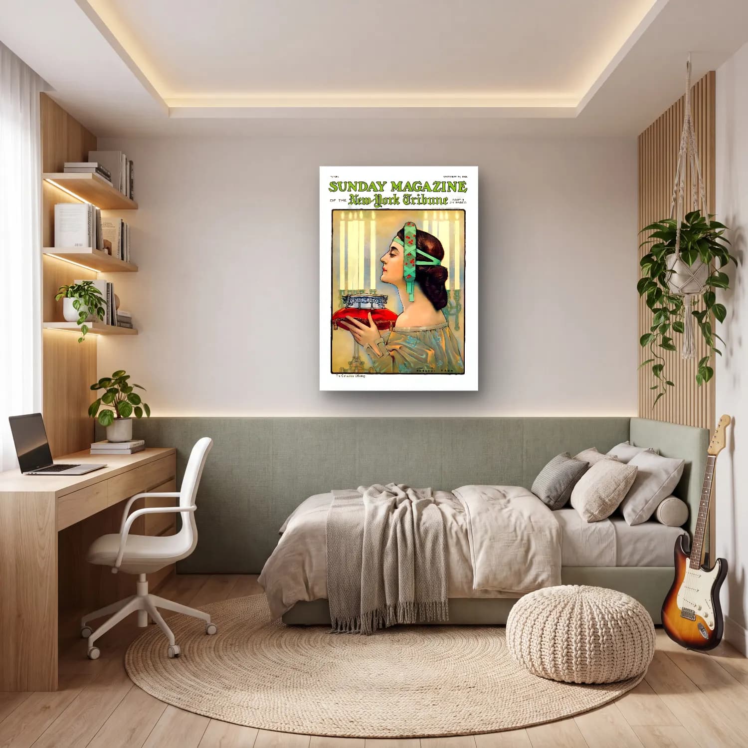 Vintage Poster Şapkalı Kadın No. 7 cam tablo — genç odasında