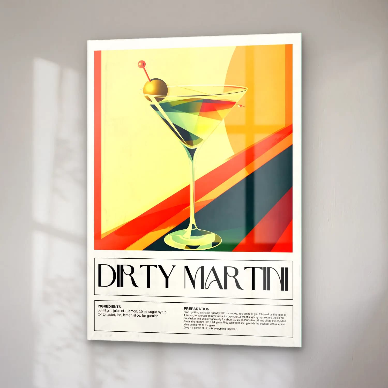 Vintage Poster Kokteyl No. 18 cam tablo — sağ açıdan görünüm