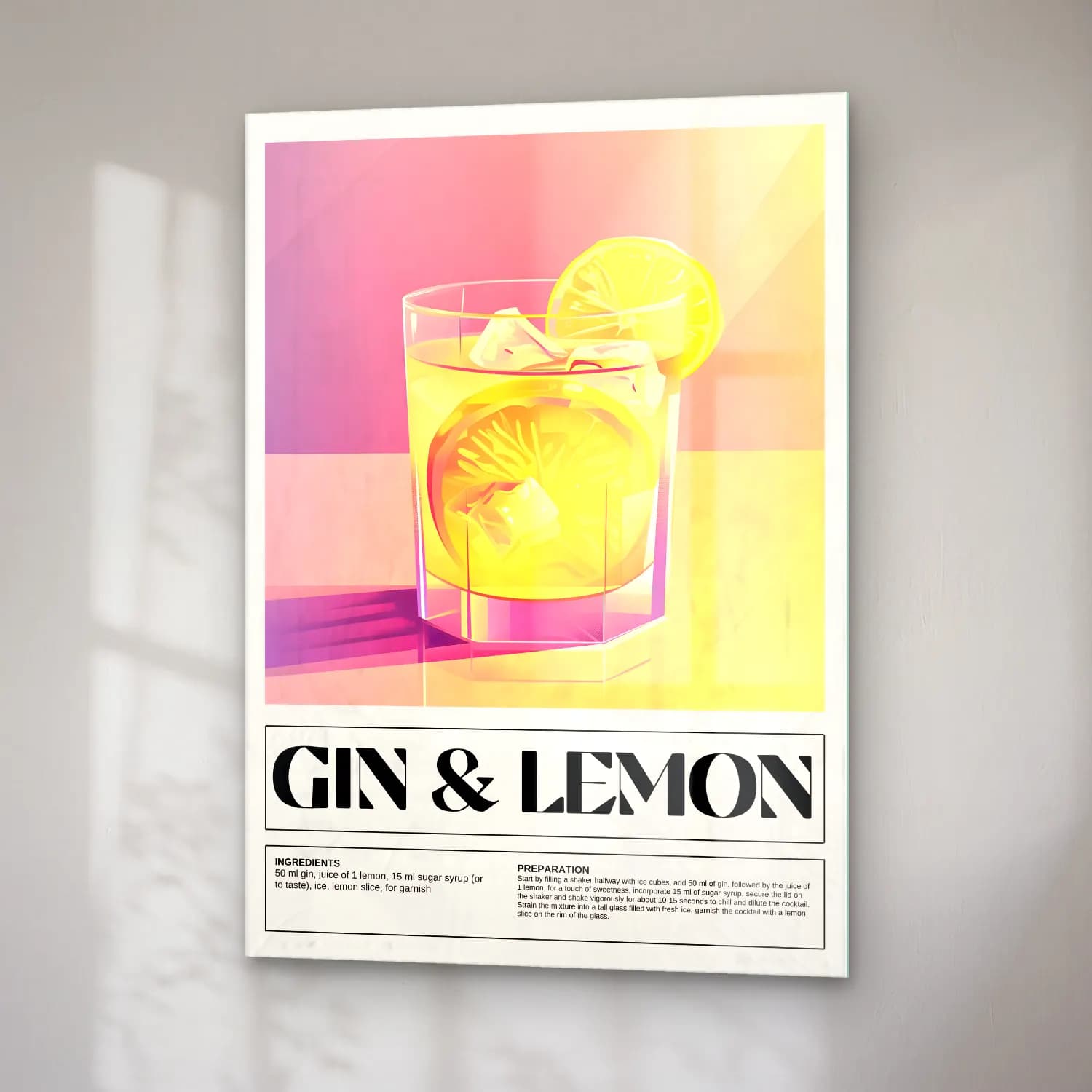 Vintage Poster Kokteyl No. 21 cam tablo — sağ açıdan görünüm